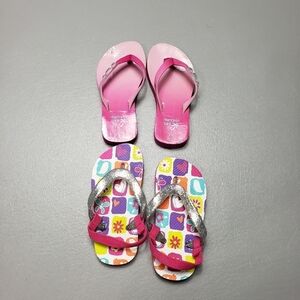 toddler girls lot of 2 pairs of flip flops size 8-9